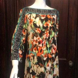 Calvin Klein M 3/4 sleeve print dress
